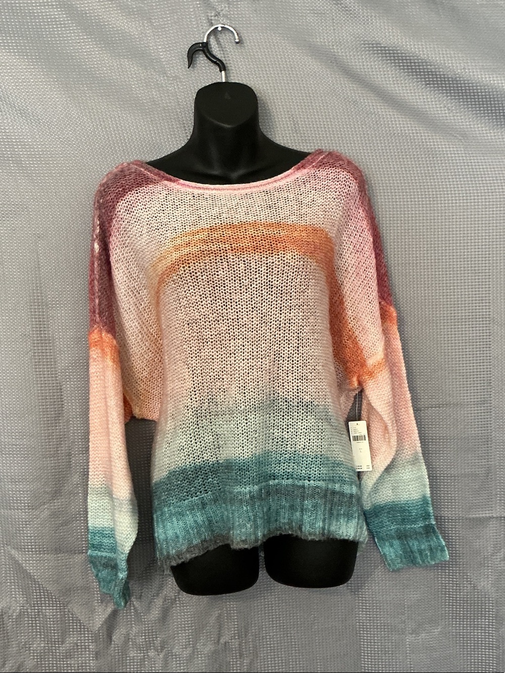Anthropologie Ombre Open-Knit Crew Sweater in Pink, Orange, Teal